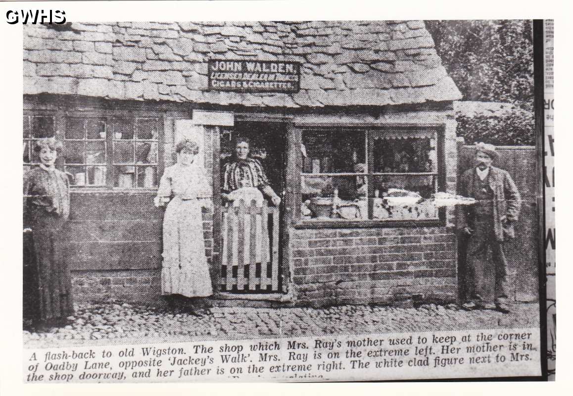 8-262 Ginny Walden's shop on Oadby Lane corner Wigston Magna (demolished in 1936)