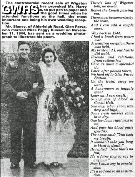 34-154 Marriage of Harry Slaney to Peggy Russell 11-11-1944 + Poem