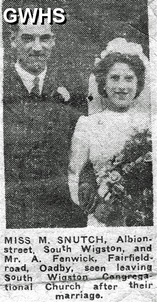 34-845 Miss M Snutch of South Wigston marries A Fenwick of Oadby