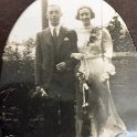 35-356 Jim and Norah Gardiner nee Bown  Wedding Day 1938 taken in the back garden of 45 Canal Street South Wigston