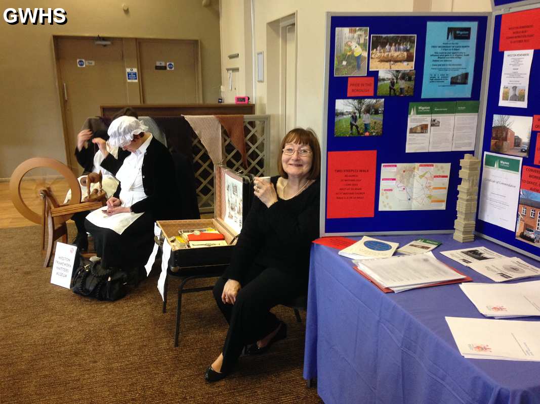 30-181 Exhibition table at Grace Road Leicester with Val Beesley