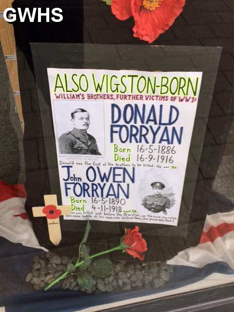 34-317 The Forryan brother born Wigston died WWI display at AGE UK Bell Street 11-11-2018