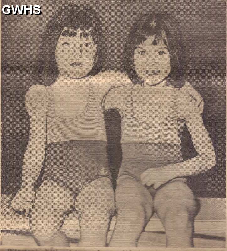 23-817 Madeleine and Stephanie Walker at Wigston Swimming Baths 1968