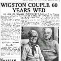 34-155 Mr & Mrs William Cartwright married 60 years 5 Baddeley Drive Wigston Magna Newpaper cutting