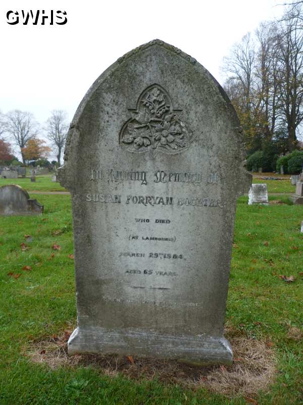 29-562 Susan Forryan Boulter dies 29-3-1904 at Lambourne buried at Wigston Cemetery