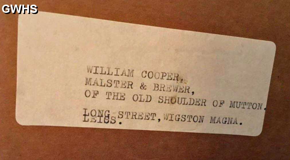 34-561 Label on reverse of picture of Wm Cooper Shoulder of Mutton Inn