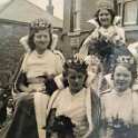 32-516 Irene Bellis Queen, Margaret Woodward,Jean Goodman,Ida Read, Mrs Cartwright taken in Central Ave Wigston war years