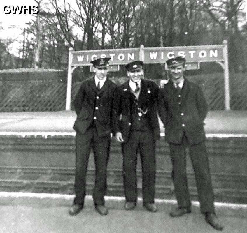 35-763 Ron Swann age 18 junior porter at Wigston station with Mr Annisl leading porter and Harry Hopewell lamp man