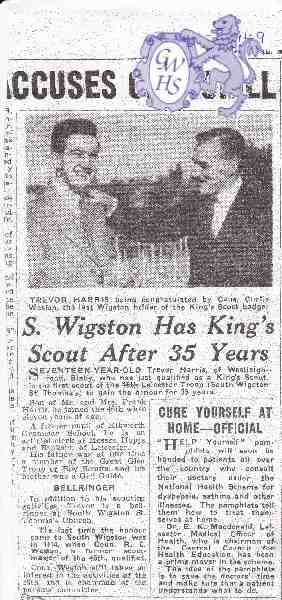 26-107 Trevor Harris being congratulated by Councilor Curtis Weston 20 July 1949 Leicester Mercury