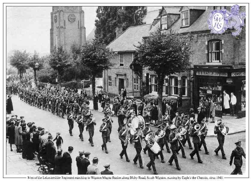 29-325 The Leicestershire Regiment marching along Blaby Road 1945