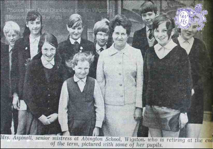 32-295 Mrs Aspinall senior mistress at Abington School Wigston retires 1972