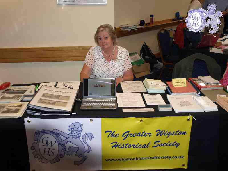 26-141 GWHS Table at the L&RFHS Event Sept 2014 Ann Cousins at Table