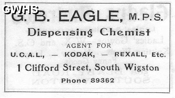 20-010 G B Eagle Clifford Street South Wigston Advert