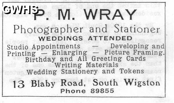 20-011 P M Wray Blaby Road South Wigston Advert