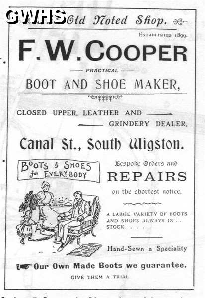 20-016 F W Cooper Canal Street South Wigston Advert