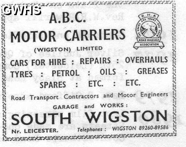 20-027 A B C Motor Carriers South Wigston Advert