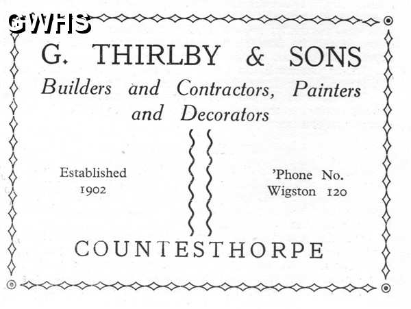 20-048 G Thirlby & Sons Decorators Countesthorpe Advert