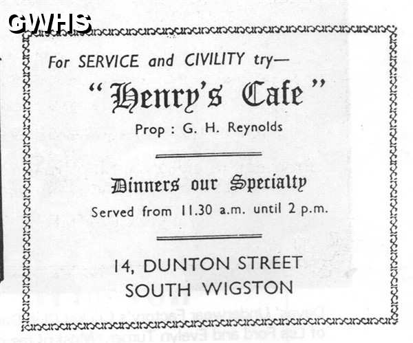 20-106 Henry's Cafe 14 Dunton Street South Wigston 