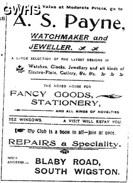 20-146 A S Payne Watchmaker Blaby Road South Wigston