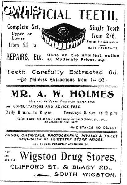 20-148 A W Holmes Artificial Teeth Clifford Street South Wigston
