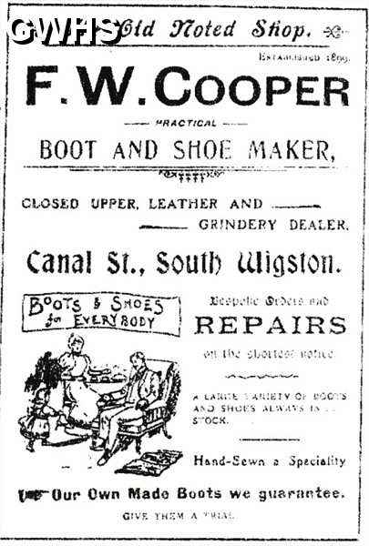 20-158 F W Cooper Boot & Shoe Maker Canal Street South Wigston