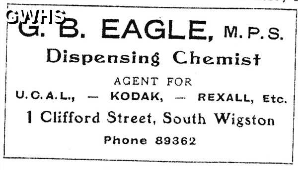 20-159 G B Eagle Chemist Clifford Street South Wigston