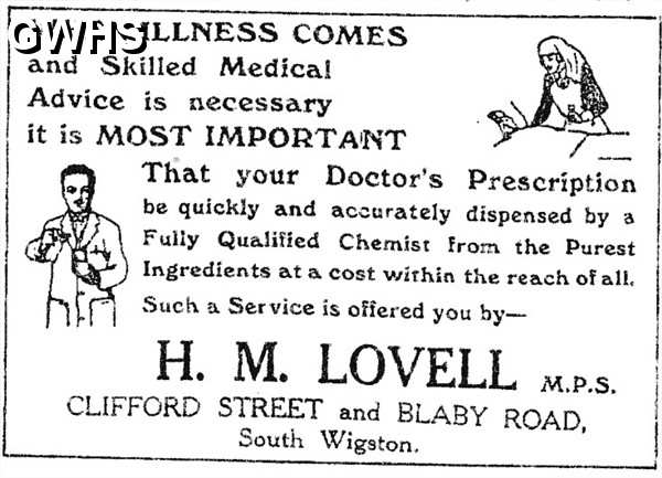 20-163 H M Lovell Chemist Clifford Street South Wigston