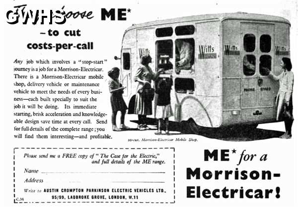 24-007 1951 advert, company Morrison Electricar .Head office is Wigston