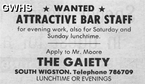 33-158 Advert for staff at the Gaiety South Wigston 1978
