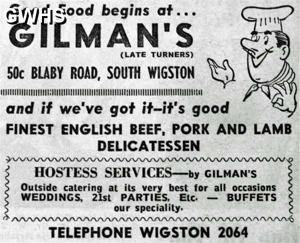 33-532 Gilman's advert 50c Blaby Road South Wigston