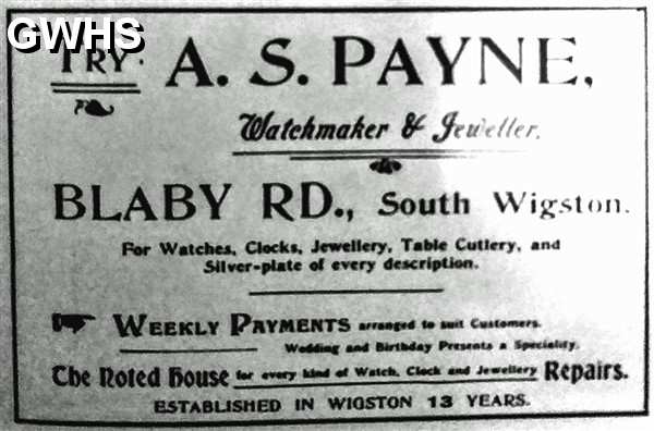 34-630 Advert for A S Payne watchmaker South Wigston