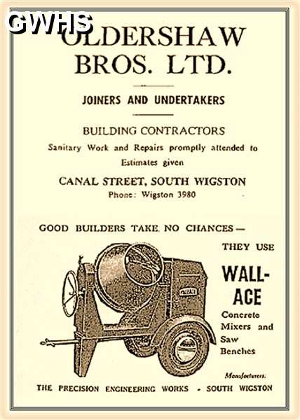 35-788 Oldershaw Bros Builders Canal Street South Wigston Advert Post War