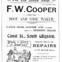 20-079 F W Cooper Boot & Shoe Maker Canal Street  South Wigston advert 
