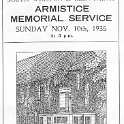 20-097 Advert forArmistice Day Service South Wigston 1935