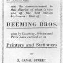 20-101a Deeming Bros printers & stationers 3 Canal Street South Wigston