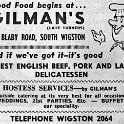 33-532 Gilman's advert 50c Blaby Road South Wigston