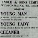 33-596 Advert fron H Ingle North Street Wigston Magna 1968