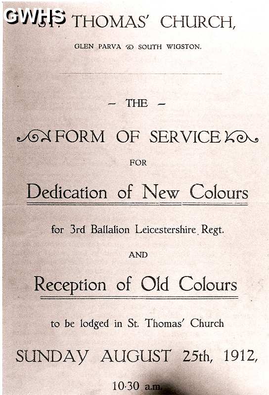 24-139 Form of Service for declaration of new colours at St Thomas' Church South Wigston