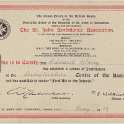 23-637 The St John Ambulance Association First Aid to the Injured certificate for Edward Warry of Wigston 1939