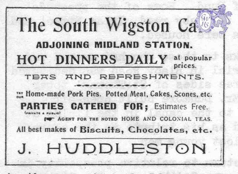 20-002 The South Wigston Cafe - J Huddleston South Wigston Advert