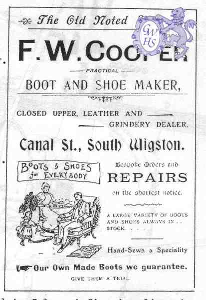 20-016 F W Cooper Canal Street South Wigston Advert