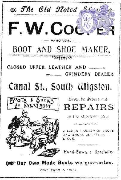 20-158 F W Cooper Boot & Shoe Maker Canal Street South Wigston