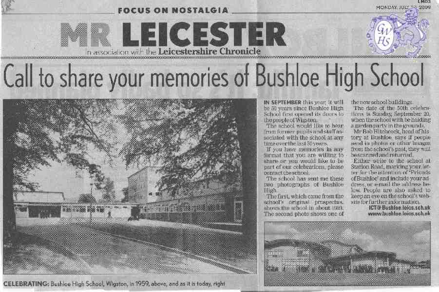 14-214 Leicester Mercury article on Bushloe High School Station Road Wigston Magna