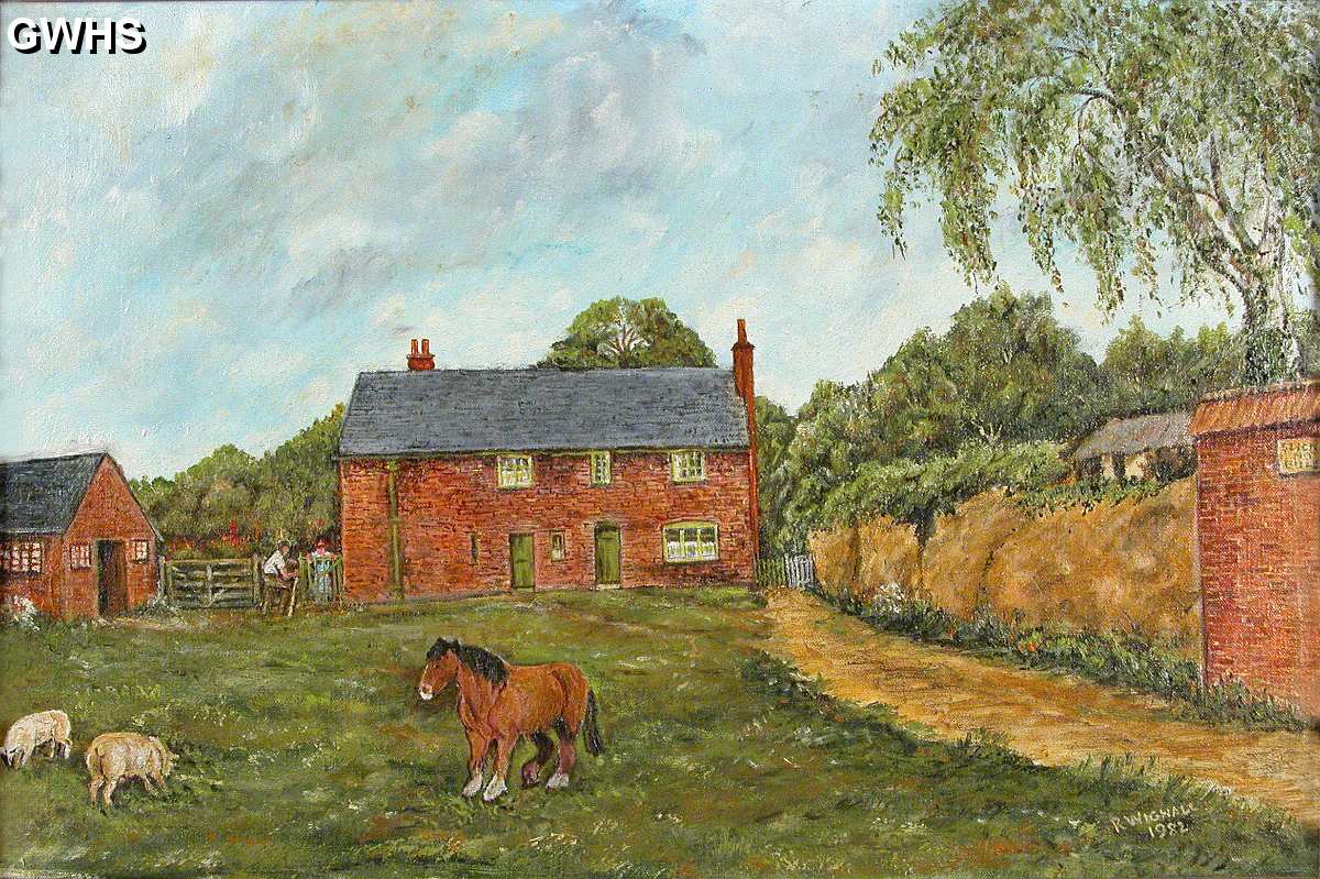 33-445 Cottage by mud wall Bull Head Street Wigston Magna painted by R Wignall 1982