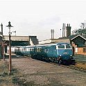 33-042 Blue Pullman train running through Wigston Magna station