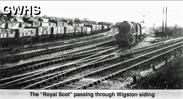 34-738 The Royal Scot passing through Wigston with the sidings in the background