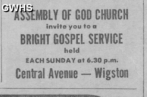 20-125 Gospel Service Advert Wigston Magna 1975
