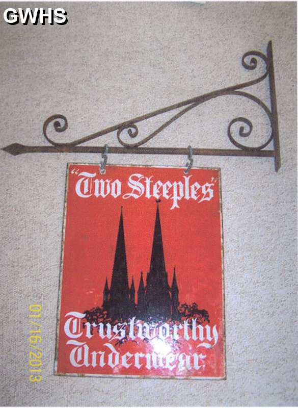 23-784 Two Steeples Trustworth Underwear sign with hanging bracket 43 x 33 cms