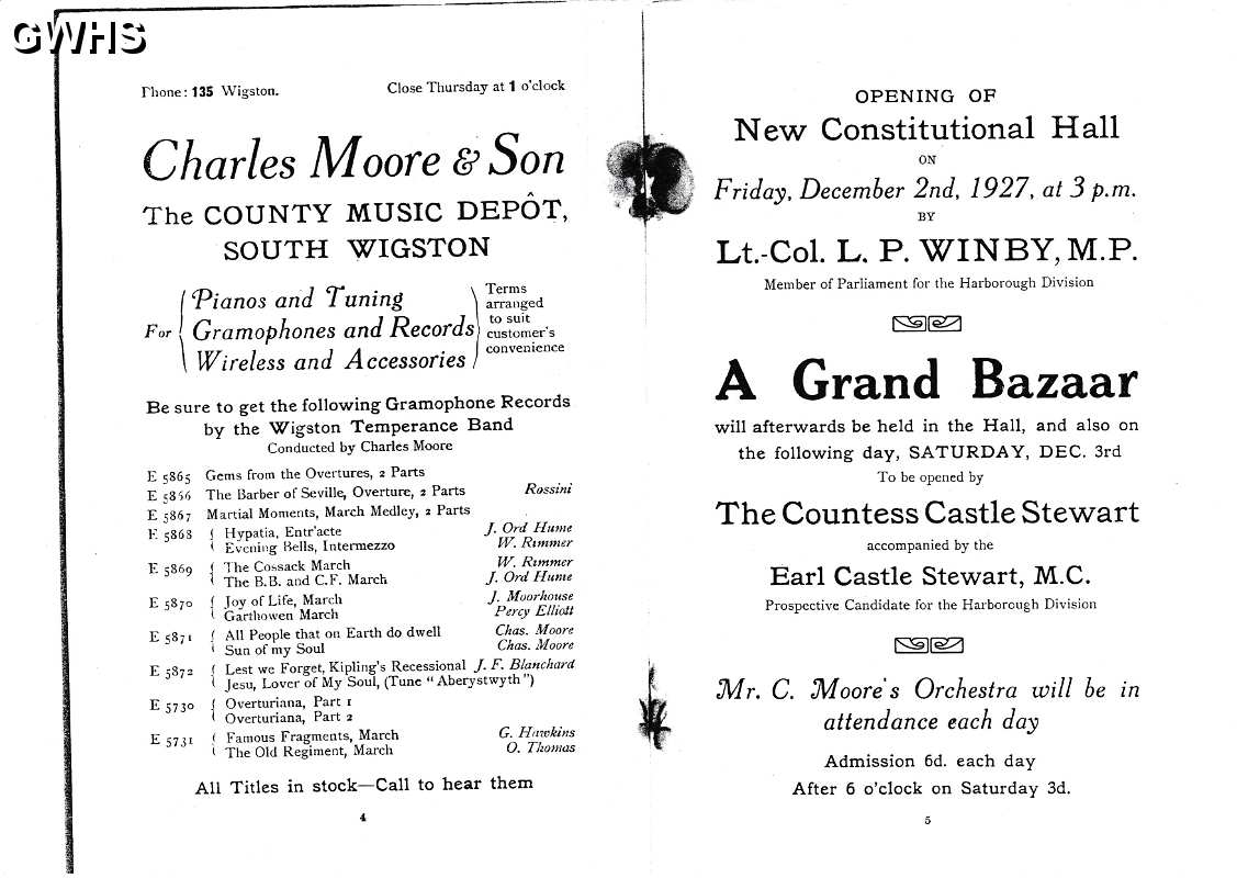 23-885 Programme for the Opening of the New Constitutional Hall 2nd December 1927 part 3
