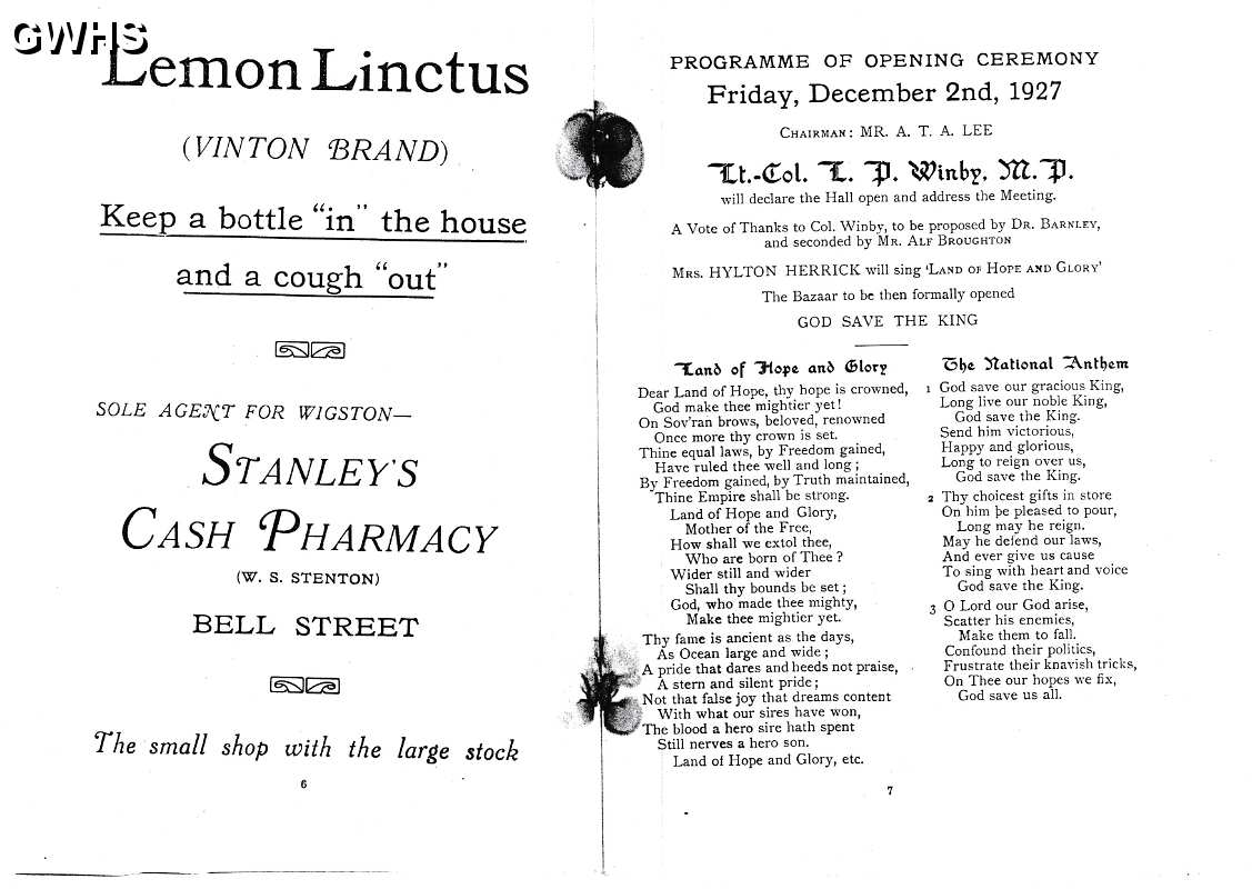 23-886 Programme for the Opening of the New Constitutional Hall 2nd December 1927 part 4